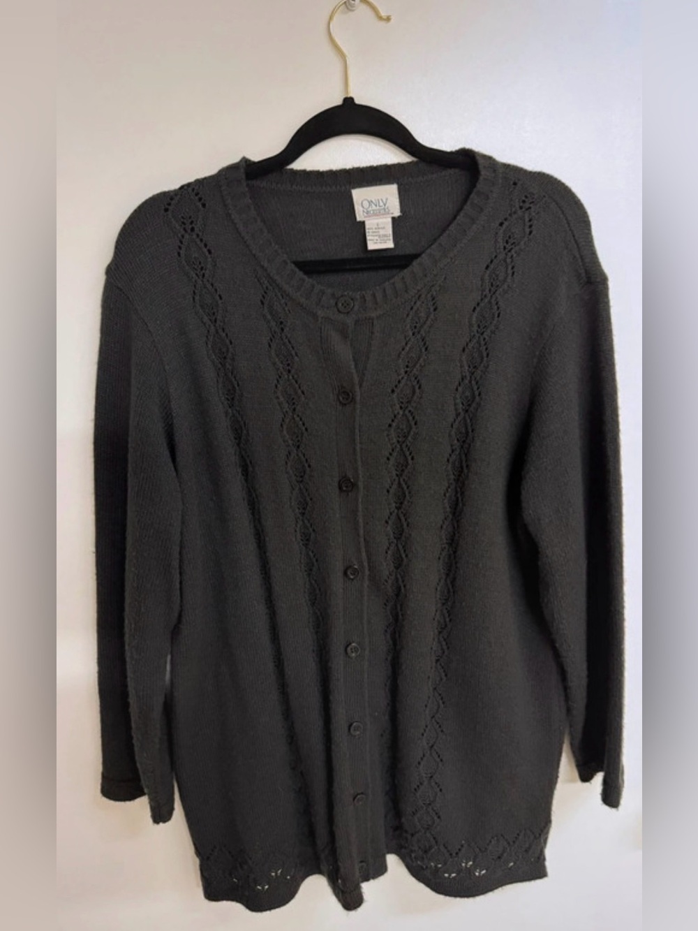 Only Necessities Black Cable-Knit Button Cardigan